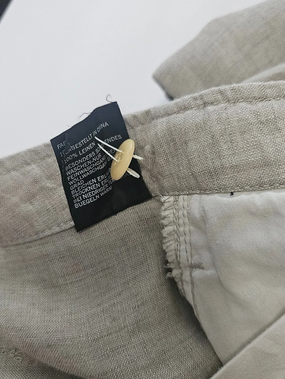 Men's Nautica Explorer 100% LINEN Loose Fit Pants - Sand - Large - LIKE NEW